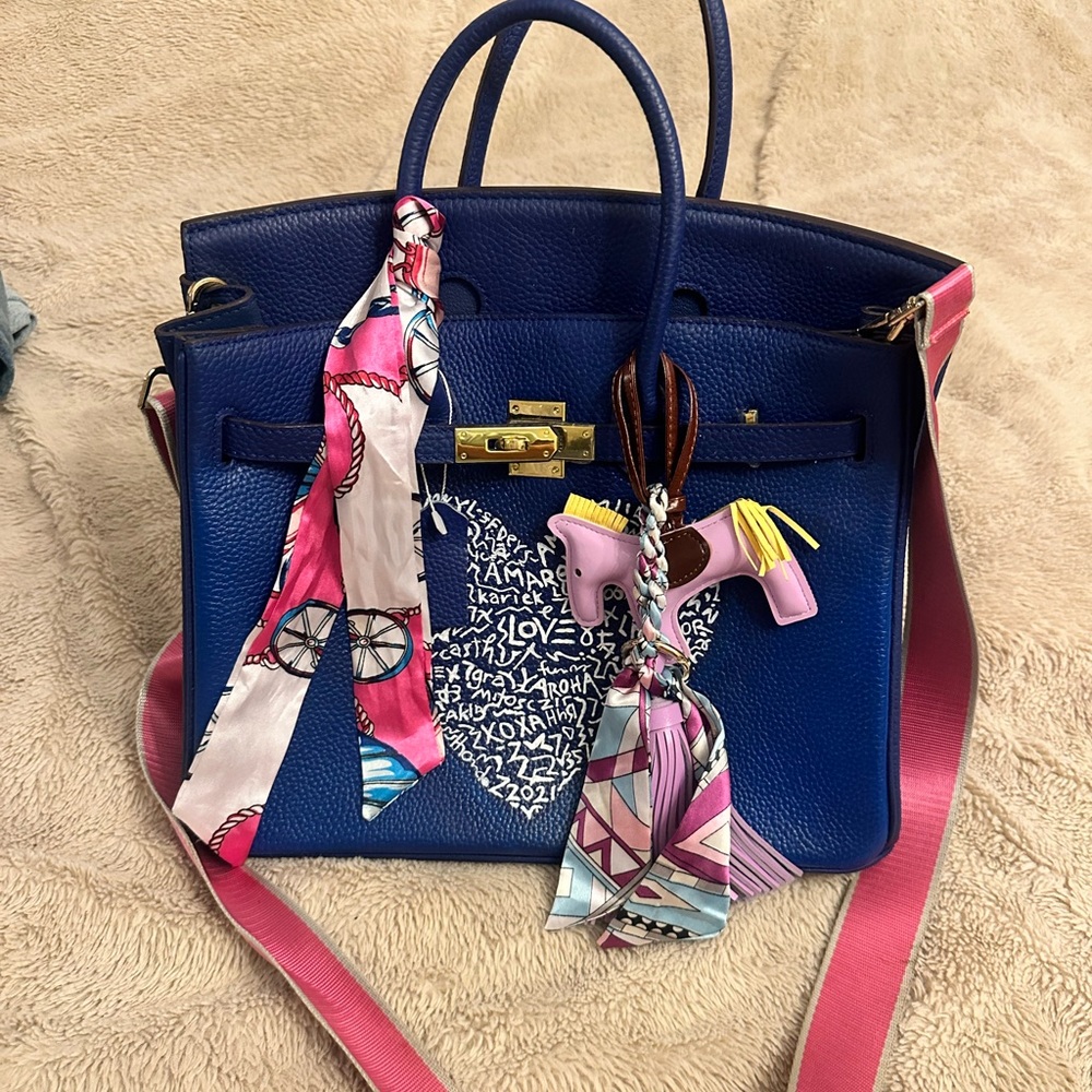 Luxury custom handbag, designer inspired, blue - Picture 5 of 6